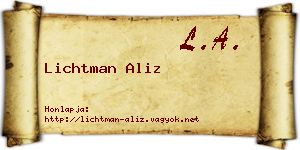 Lichtman Aliz névjegykártya